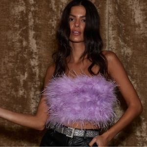 12th tribe CHANEL LAVENDER FAUX FEATHER TOP